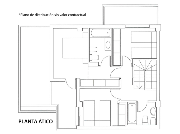 Plano de la planta alta del ático dúplex