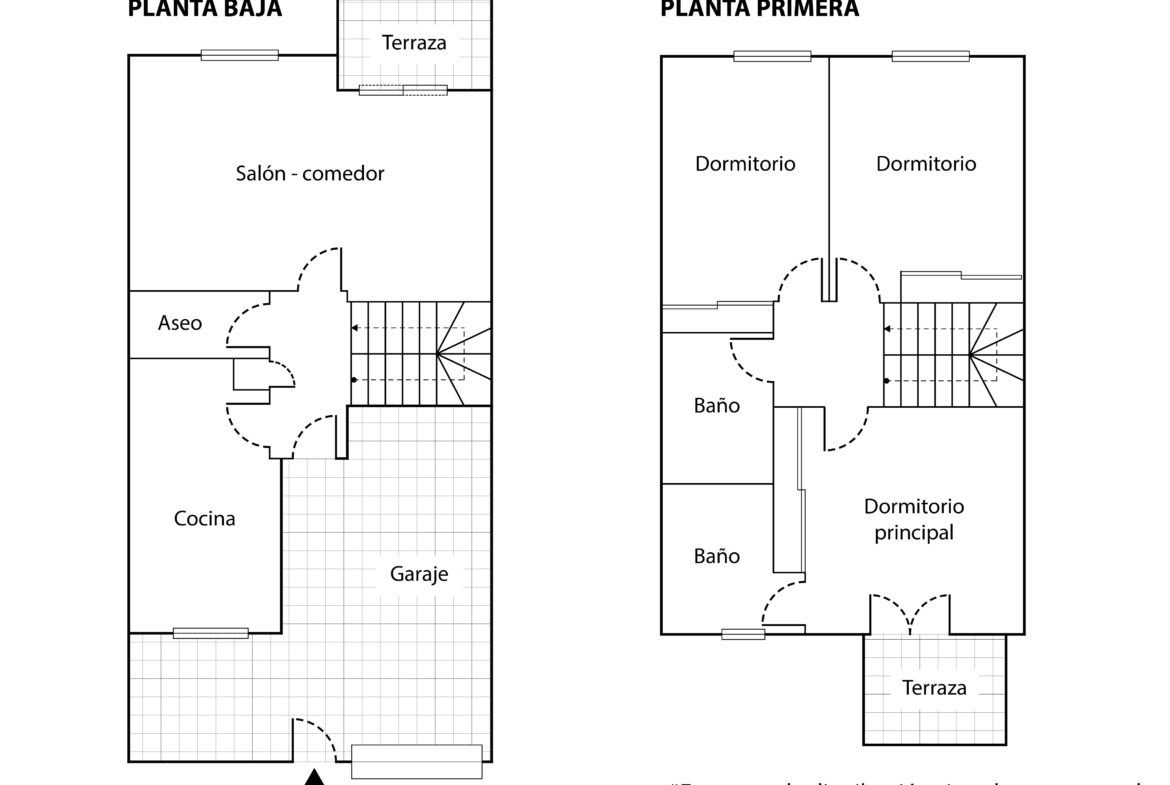 Planos de la planta baja y planta primera del chaleta